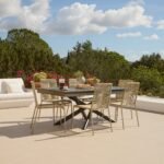Amelia 6 Seater Dove Grey Concrete Garden Dining Set with Ryder Clay Chairs - Image 2