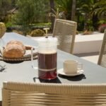 Amelia 6 Seater Dove Grey Concrete Garden Dining Set with Ryder Clay Chairs - Image 4