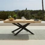 Amelia 8 Seater White Acacia Wood Black Legs Garden Dining Set - Hali Black Chairs - Image 3