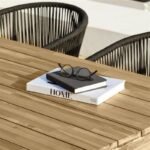Amelia 4 Seater Wooden Garden Dining Set with 4 Hali Black Chairs - White Acacia with Black Legs - Image 4
