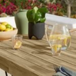 Amelia 6 Seater Wooden Garden Dining Set with 6 Hali Pink Chairs - White Acacia with Black Legs - Image 4