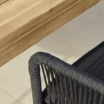 Amelia 6 Seater White Acacia Wood Black Legs Garden Dining Set - Hali Black Chairs - Image 6