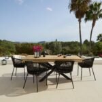 Amelia 6 Seater White Acacia Wood Black Legs Garden Dining Set - Hali Black Chairs - Image 7
