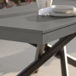 Amelia 6 Seater Concrete Garden Dining Table - Metal Legs - Dove Grey - Image 6