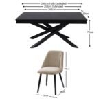 Amelia Black Extendable Dining Table Set - 6 Seater - Freya Sand Dining Chairs - Black Legs - Image 7