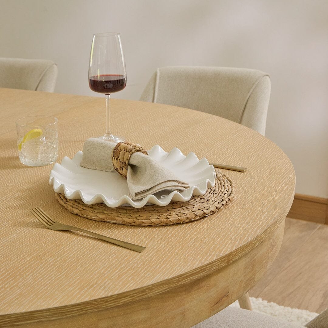 Amelia Whitewash Oval Extending Dining Table Set - 6 Seater - Freya Sand Dining Chairs - Whitewash Oak Legs - Image 6