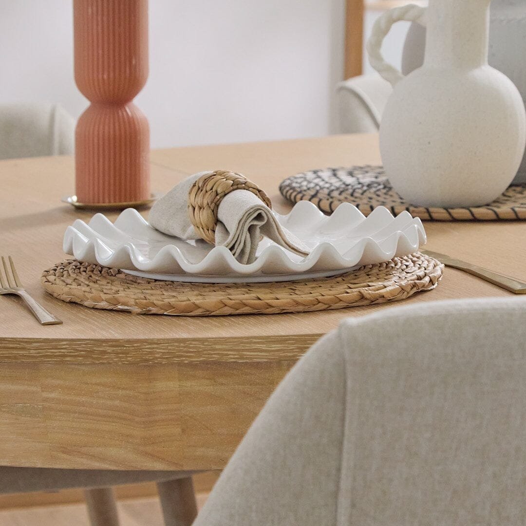 Amelia Whitewash Oval Extending Dining Table Set - 6 Seater - Freya Sand Dining Chairs - Whitewash Oak Legs - Image 9