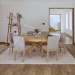 Amelia Whitewash Oval Extending Dining Table Set - 4 Seater - Nolan Fawn Linen Dining Chairs - Whitewash Oak Legs - Image 2