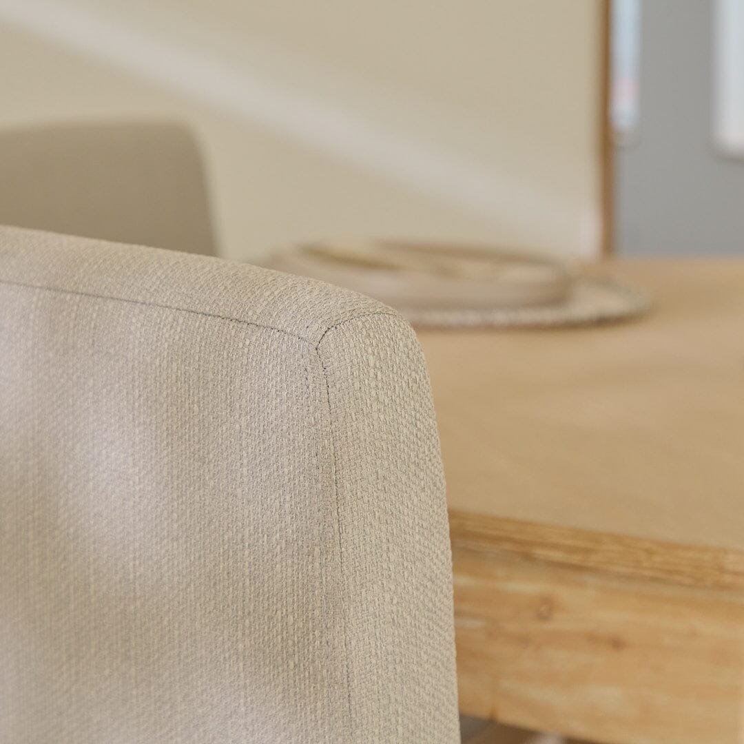 Amelia Whitewash Oval Extending Dining Table Set - 4 Seater - Nolan Fawn Linen Dining Chairs - Whitewash Oak Legs - Image 3
