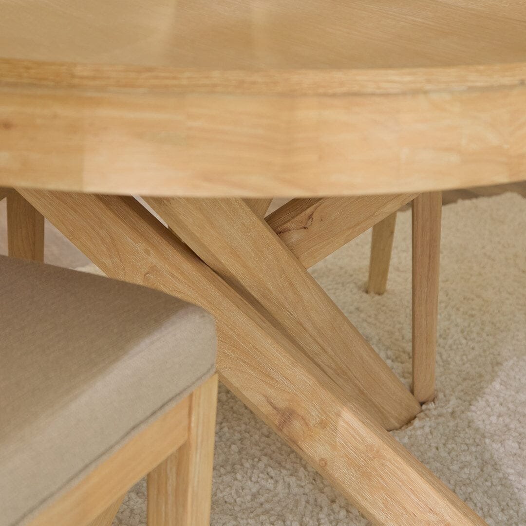 Amelia Whitewash Oval Extending Dining Table Set - 4 Seater - Nolan Fawn Linen Dining Chairs - Whitewash Oak Legs - Image 7