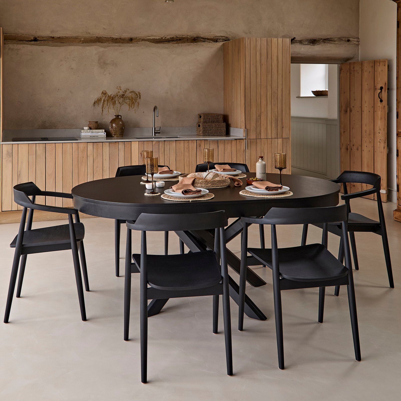Amelia Black Oak Oval Extendable Dining Table - Image 2