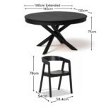 Amelia Black Oak Oval Extending Dining Table Set - 4 Seater - Ella Black Oak Carver Chairs - Image 13