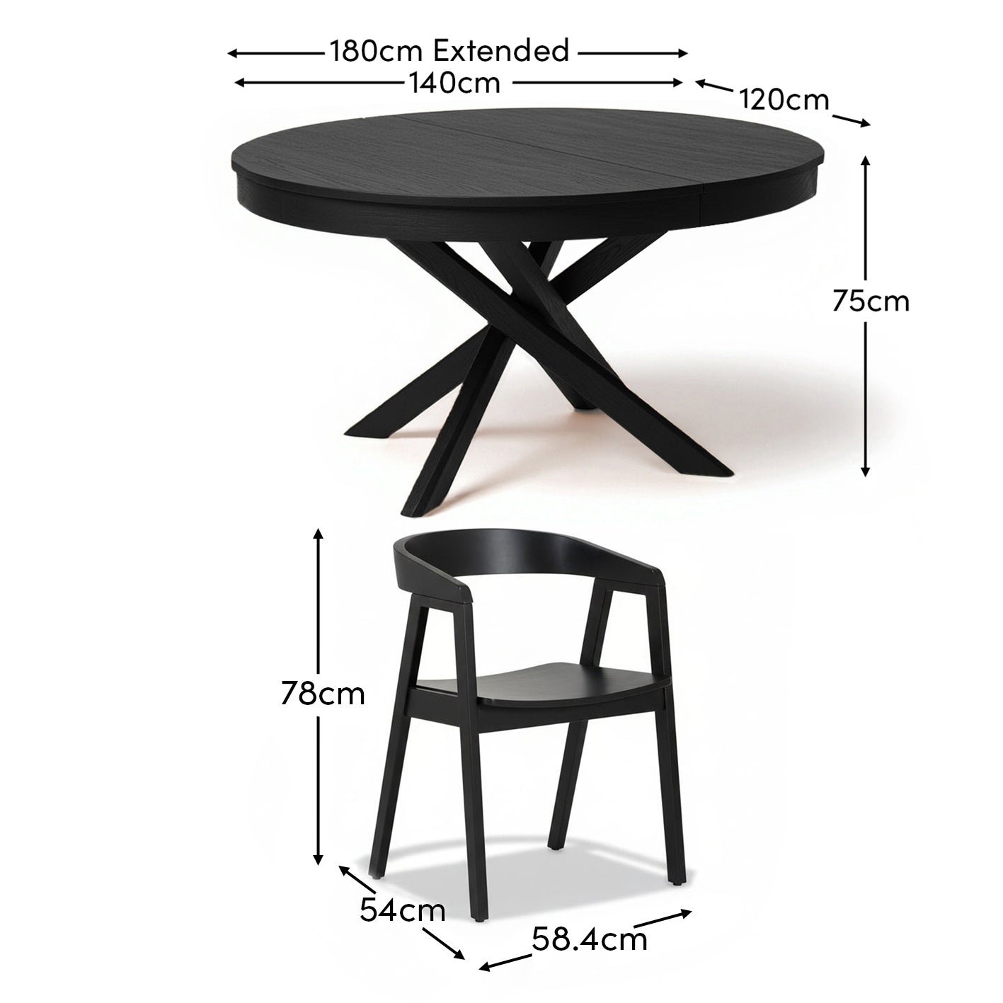 Amelia Black Oak Oval Extending Dining Table Set - 4 Seater - Ella Black Oak Carver Chairs - Image 13