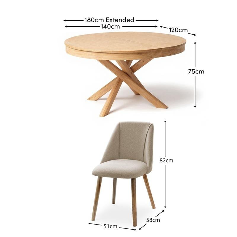 Amelia Whitewash Oval Extending Dining Table Set - 4 Seater - Freya Sand Dining Chairs - Whitewash Oak Legs - Image 14