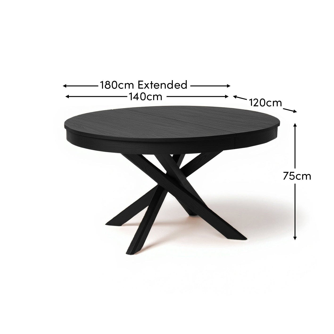 Amelia Black Oak Oval Extendable Dining Table - Image 15