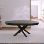 Amelia Black Oak Extendable Oval Dining Table Set - 6 Seater - Ella Black Oak Armchairs - Image 8