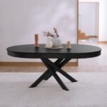 Amelia Black Oak Oval Extendable Dining Table