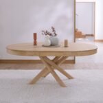 Amelia Extendable Whitewash Oval Dining Table Set  - 6 Seater - Tilly Natural String Dining Chairs - Whitewash Oak Legs - Image 3