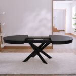 Amelia Black Oak Oval Extending Dining Table Set - 6 Seater - Ella Black Oak Carver Chairs - Image 4