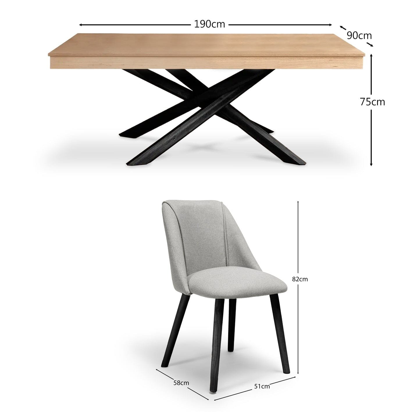 Amelia Whitewash Dining Table Set - 6 Seater - Freya Fossil Dining Chairs - Black Legs - Image 10