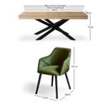 Amelia Whitewash Extendable Dining Table Set - 6 Seater - Freya Fern Green Carver Chairs - Black Legs - Image 11