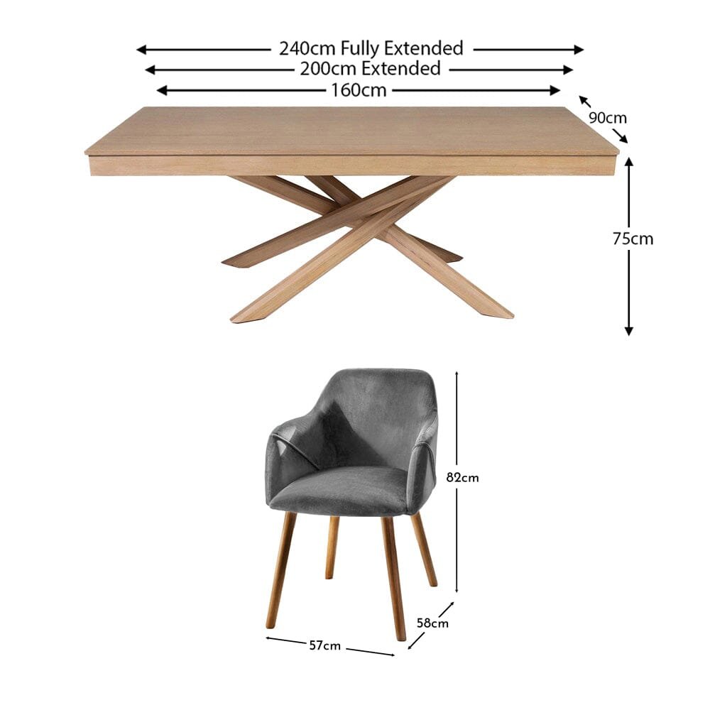 Amelia Whitewash Extendable Dining Table Set - 6 Seater - Freya Grey Carver Chairs - Whitewash Oak Legs - Image 10