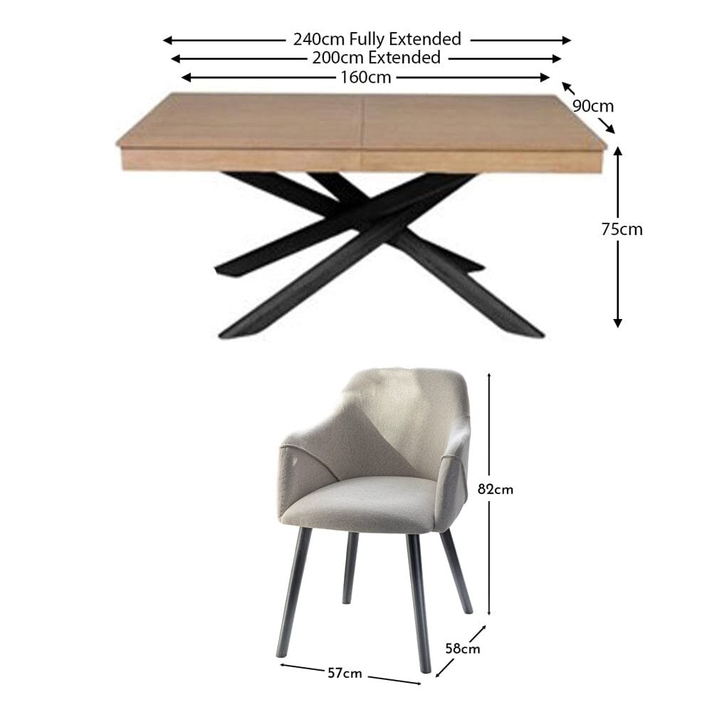 Amelia Whitewash Extendable Dining Table Set - 6 Seater - Freya Sand Carver Chairs - Black Legs - Image 8