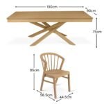 Amelia Pale Oak Dining Table Set - 6 Seater - Mabel Pale Oak Spindle Back Chairs - Image 9
