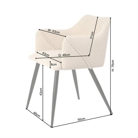 Outlet - Amy Armchairs - Set of 2 - Boucle With Black Legs 1 Set of 2 Boucle Dining Armchairs - Laura James