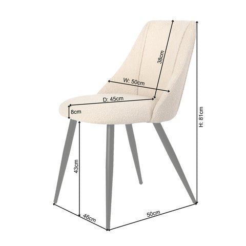 Outlet - Amy Dining Chair Boucle Seat Black Metal Legs 1 Boucle Dining Chairs - Laura James