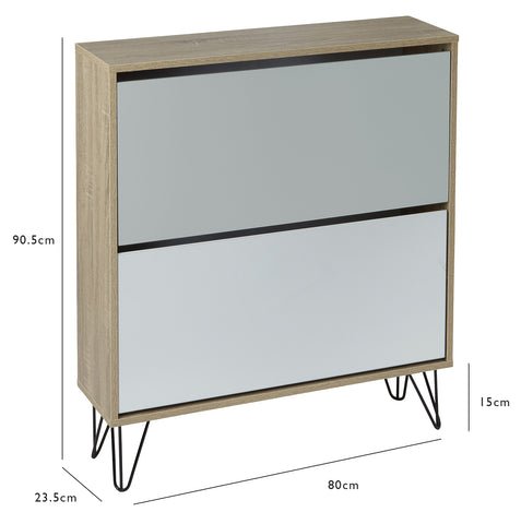 Anderson Shoe Cabinet - 2 Door - Oak Effect & Grey 1 Anderson shoe cabinet - oak & Grey - Laura James