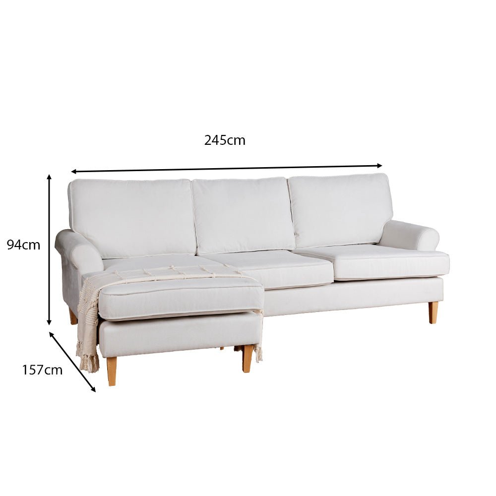 Annabelle Chaise Corner Sofa - Natural Ivory 1 Annabelle Ivory dims Annabelle Chaise Corner Sofa - Natural Ivory