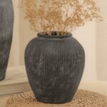 Anze 20cm Terracotta Vase - Rustic Black