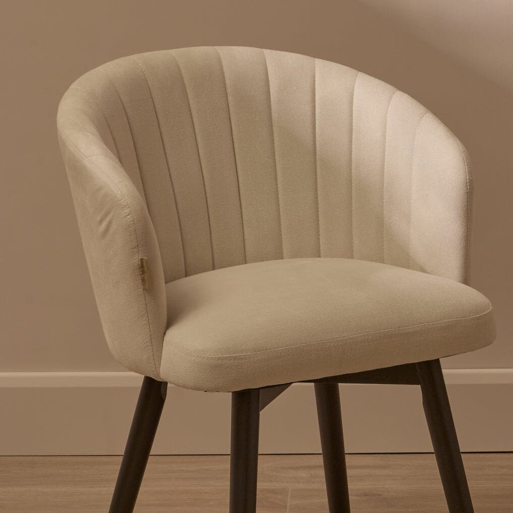 Arabella Natural Beige Dining Chairs - Set of 2 - Black Oak Legs - Image 1
