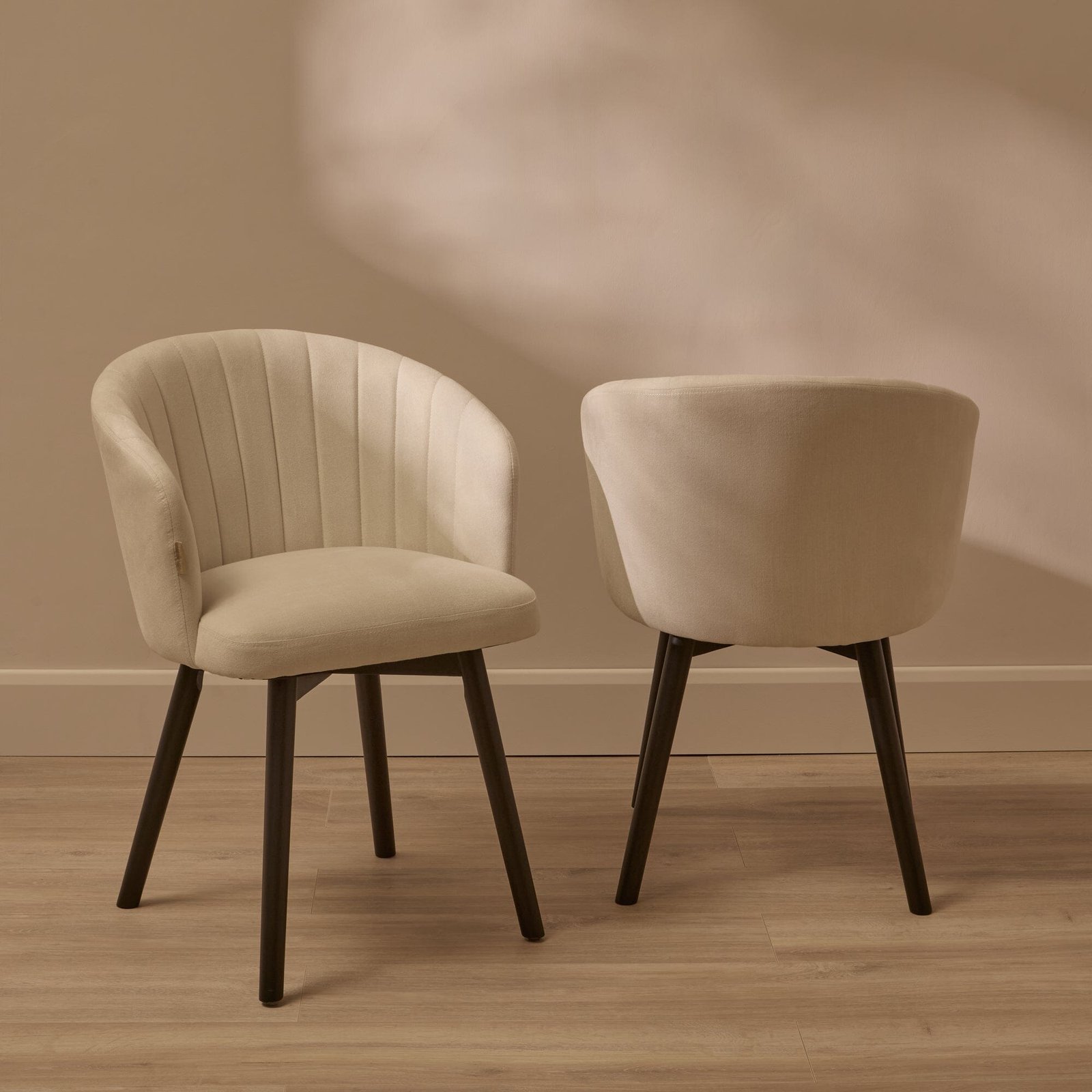 Arabella Natural Beige Dining Chairs - Set of 2 - Black Oak Legs - Image 4