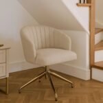 Arabella Office Swivel Chair - Natural Beige with Gold Legs