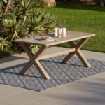 Charlotte 6 Seater Wooden Garden Dining Set with 6 Imani Dining Chairs - Whitewash - Image 3