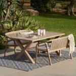Charlotte 6 Seater Wooden Garden Dining Set with Shiro Cushioned Benches