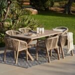 Charlotte 6 Seater Wooden Garden Dining Set with 6 Nala Sand Cushioned Chairs