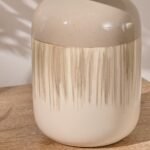 Arundel 24cm Ceramic Lamp Base - Clay Reactive Glaze & Coningsby 30cm Cotton Lamp Shade - Snow White - Image 2