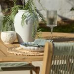 Ashby 4 Seater White Acacia Garden Dining Set with Cove Green Rope Chairs - 130cm - Image 7