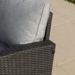 Aston 9 Seater Rattan Garden Corner Sofa Set with with Cream LED Premium Cantilever Parasol - Polywood Top - Black - Image 8