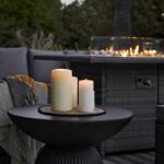 Aston 9 Seater Rattan Garden Corner Sofa Set with Cream Cantilever LED Premium Parasol - Firepit - Grey - Image 3