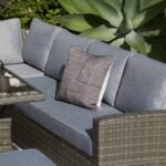 Aston 9 Seater Rattan Garden Corner Sofa Set with Grey Lean Over Parasol - Firepit - Grey - Image 10