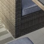 Aston 9 Seater Rattan Garden Corner Sofa Set with Grey Lean Over Parasol - Firepit - Grey - Image 11