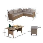 Outlet - Aston Rattan Corner Sofa Set - 9 Seater - Natural Brown - Glass Table Top - Image 5