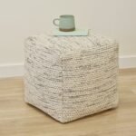 Atcham Wool & Cotton Ottoman Stool - Clay Marl