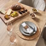 Atlas Chalked Mango Wood Dining Table  -  6 Seater - Cleo Soft Beige Dining Chairs - Black Legs - Image 4