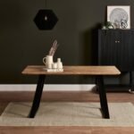 Atlas Chalked Mango Wood Dining Table Set -  6 Seater - Ellis Soft Beige Dining Chairs - Black Oak Legs - Image 3