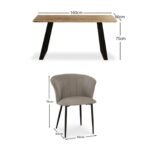 Atlas Chalked Mango Wood Dining Table  -  6 Seater - Cleo Soft Beige Dining Chairs - Black Legs - Image 7